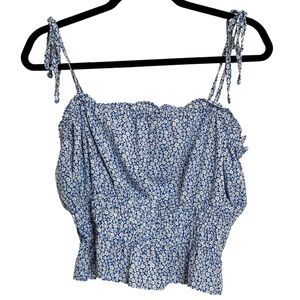 She + Sky Floral Tank Top Royal Blue Women’s Medium